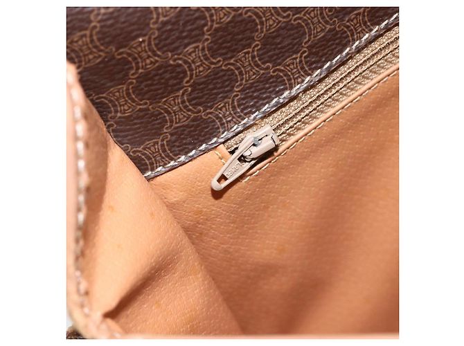 Céline Borsa a Spalla in Tela Macadam CELINE in Pelle PVC Marrone Oro Auth 170071 D'oro - vista 20