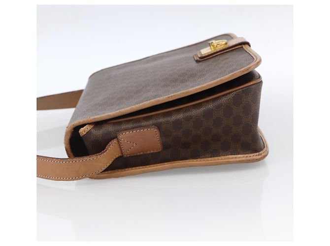 Céline Borsa a Spalla in Tela Macadam CELINE in Pelle PVC Marrone Oro Auth 170071 D'oro - vista 4