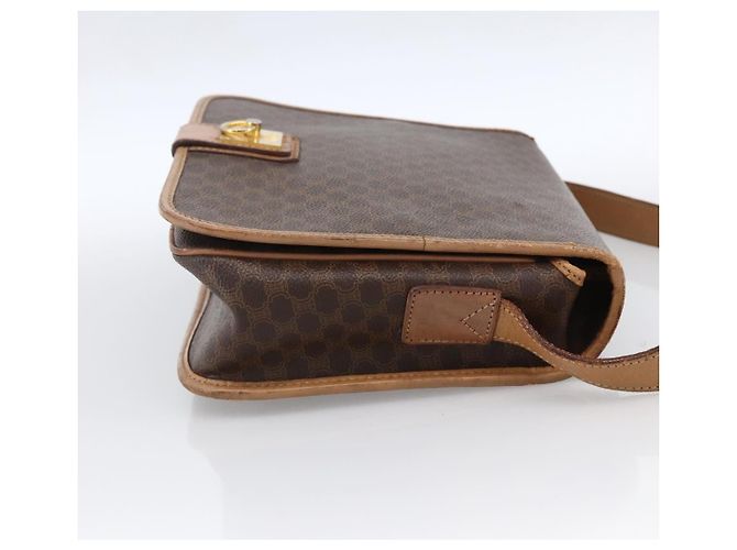 Céline Borsa a Spalla in Tela Macadam CELINE in Pelle PVC Marrone Oro Auth 170071 D'oro - vista 5