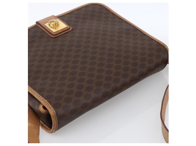 Céline Borsa a Spalla in Tela Macadam CELINE in Pelle PVC Marrone Oro Auth 170071 D'oro - vista 6