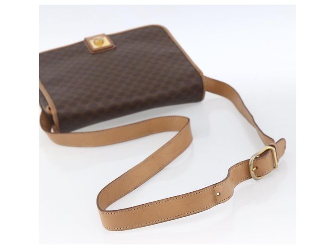 Céline Borsa a Spalla in Tela Macadam CELINE in Pelle PVC Marrone Oro Auth 170071 D'oro - vista 7
