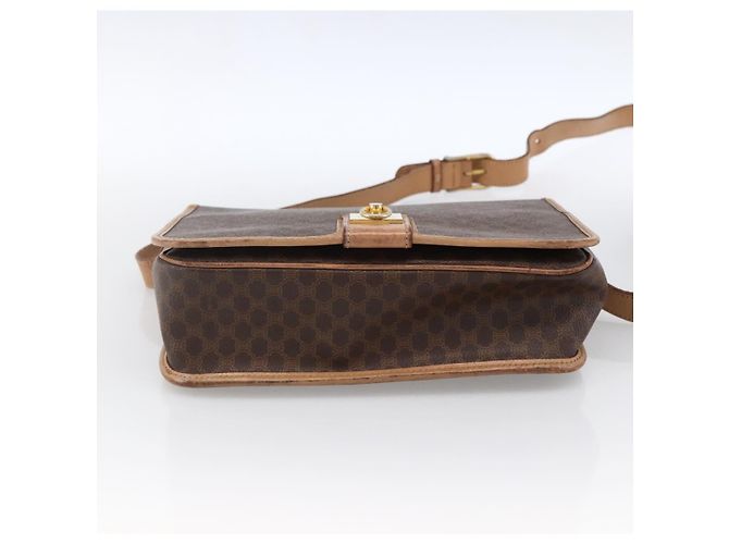 Céline Borsa a Spalla in Tela Macadam CELINE in Pelle PVC Marrone Oro Auth 170071 D'oro - vista 9