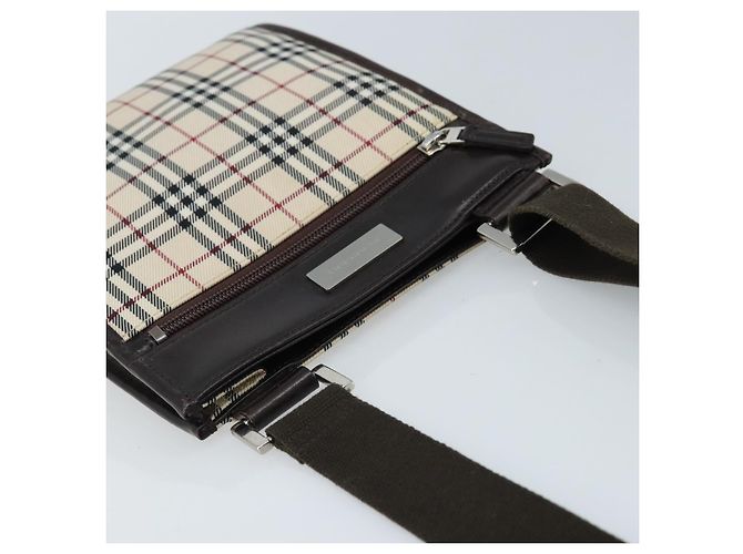 Burberry Nova Check Schultertasche aus Canvas Beige Silber Authentisch mr2160 - Ansicht 6