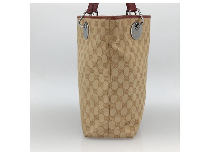 Gucci Borsa Tote GG in Canvas Beige Argento 120836 Auth BSZ011 - vista 4