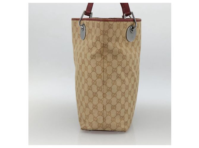 Gucci Borsa Tote GG in Canvas Beige Argento 120836 Auth BSZ011 - vista 5