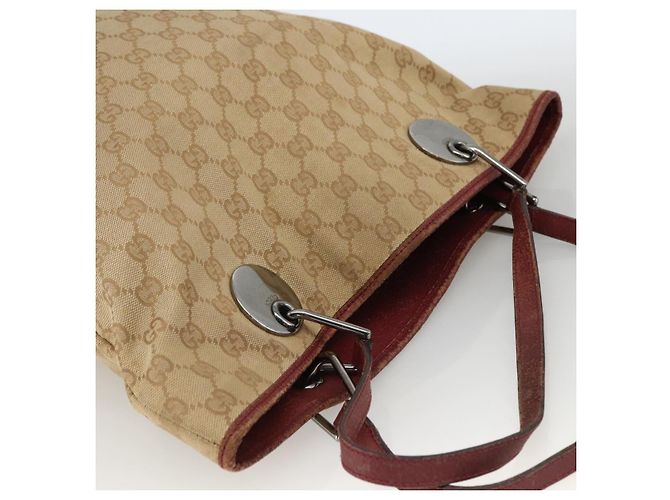 Gucci Borsa Tote GG in Canvas Beige Argento 120836 Auth BSZ011 - vista 6