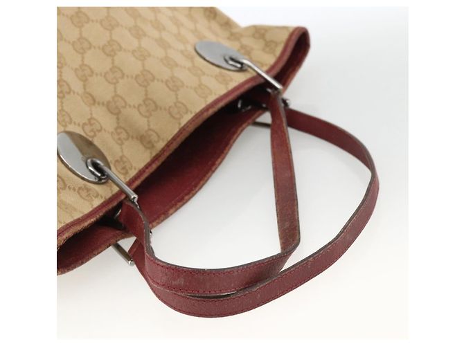 Gucci Borsa Tote GG in Canvas Beige Argento 120836 Auth BSZ011 - vista 7