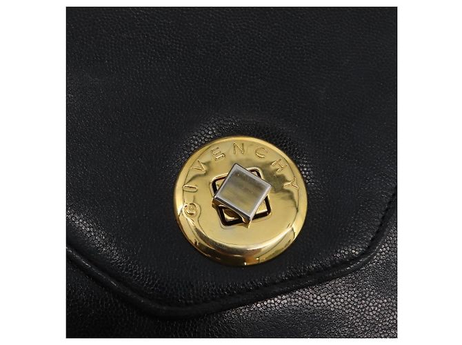 Bolsa de mão GIVENCHY em couro preto e dourado Auth BSZ372 - vista 16