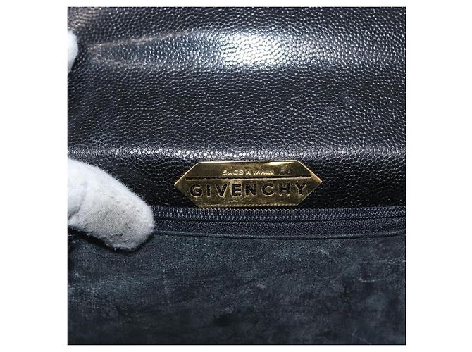 Bolsa de mão GIVENCHY em couro preto e dourado Auth BSZ372 - vista 18