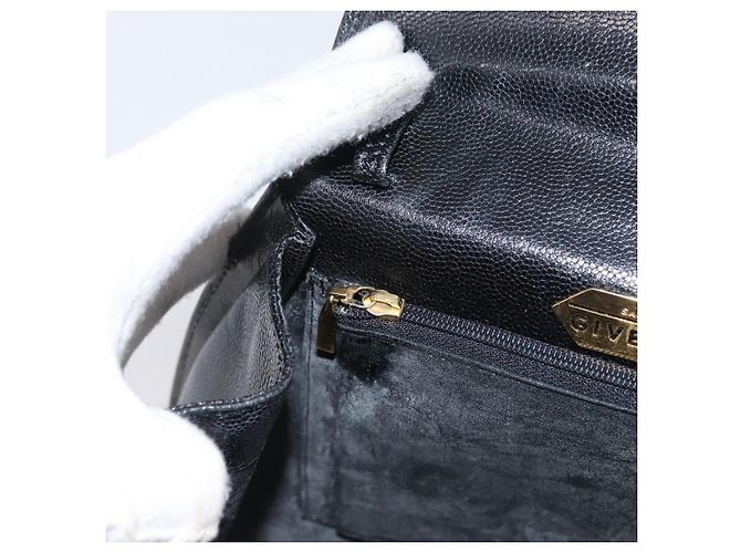 Bolsa de mão GIVENCHY em couro preto e dourado Auth BSZ372 - vista 22
