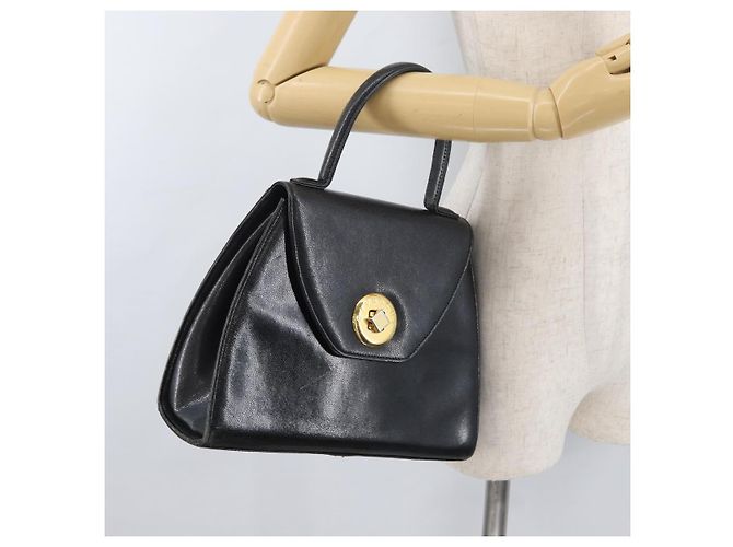 Bolsa de mão GIVENCHY em couro preto e dourado Auth BSZ372 - vista 24