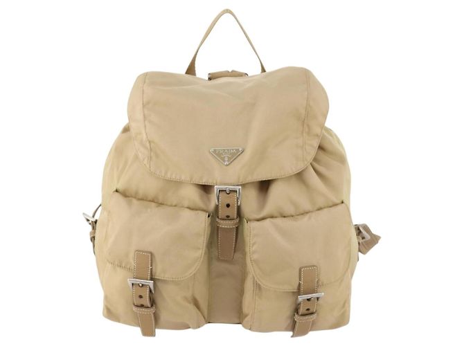 PRADA Backpack Nylon Beige Silver Auth 170950 Silvery - view 13