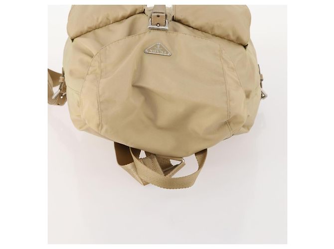 PRADA Backpack Nylon Beige Silver Auth 170950 Silvery - view 14