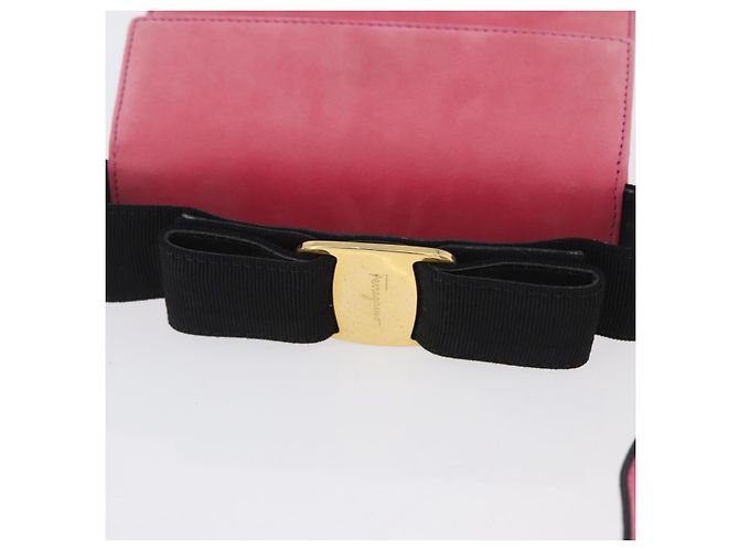 Borsa a mano Vala in suede 2 in 1 rosa e oro Auth ARZ075A di Salvatore Ferragamo D'oro - vista 7