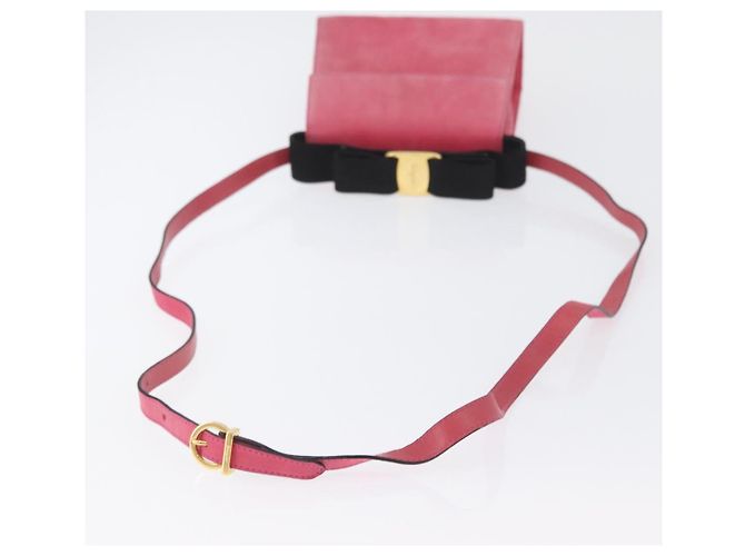 Borsa a mano Vala in suede 2 in 1 rosa e oro Auth ARZ075A di Salvatore Ferragamo D'oro - vista 9