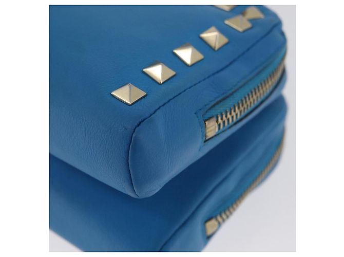 Borsa a Spalla a Catena Valentino in Pelle Blu Oro Auth bs33850 D'oro - vista 14