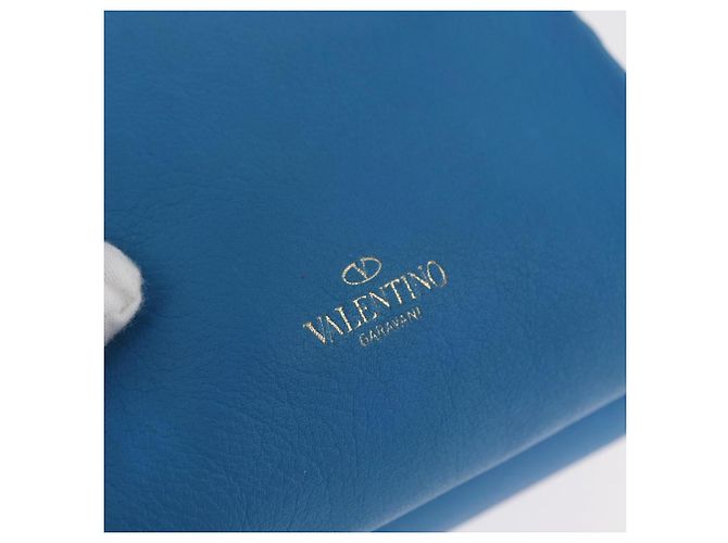 Borsa a Spalla a Catena Valentino in Pelle Blu Oro Auth bs33850 D'oro - vista 17