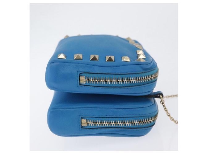 Borsa a Spalla a Catena Valentino in Pelle Blu Oro Auth bs33850 D'oro - vista 3
