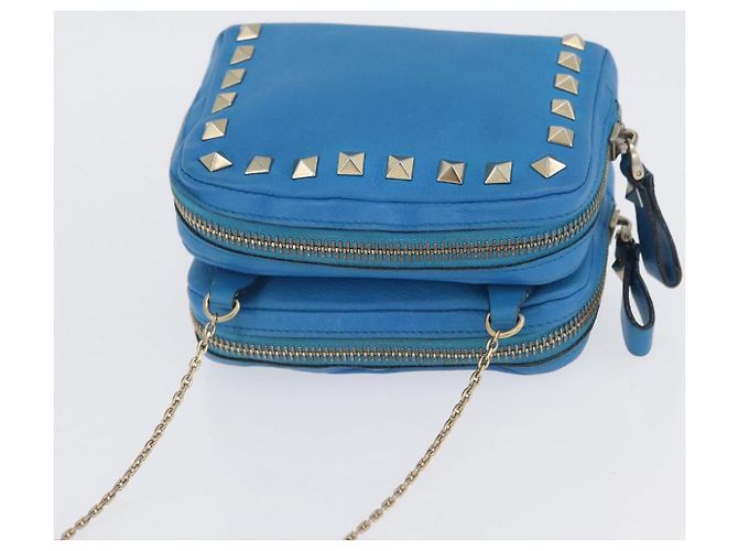 Borsa a Spalla a Catena Valentino in Pelle Blu Oro Auth bs33850 D'oro - vista 6