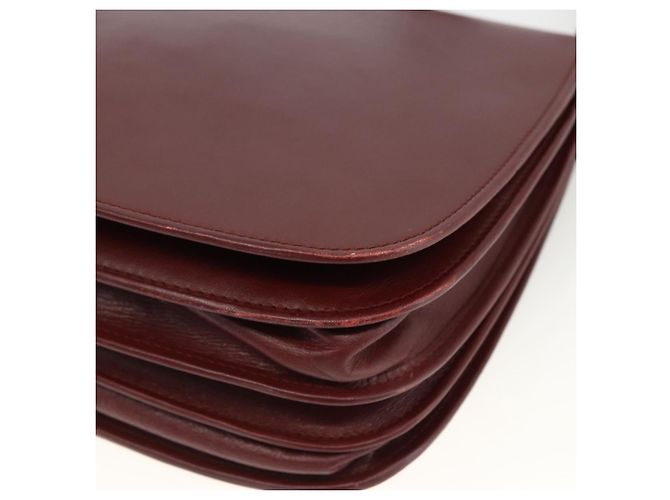 CARTIER Borsa a Spalla Must Line Pelle Bordeaux Oro Auth BSZ395 D'oro Bordò - vista 10