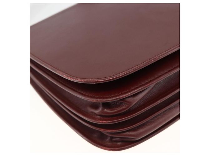 CARTIER Borsa a Spalla Must Line Pelle Bordeaux Oro Auth BSZ395 D'oro Bordò - vista 11