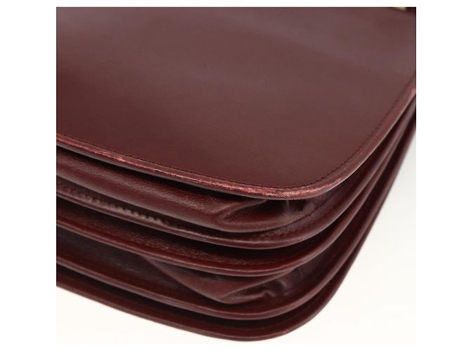 CARTIER Borsa a Spalla Must Line Pelle Bordeaux Oro Auth BSZ395 D'oro Bordò - vista 12