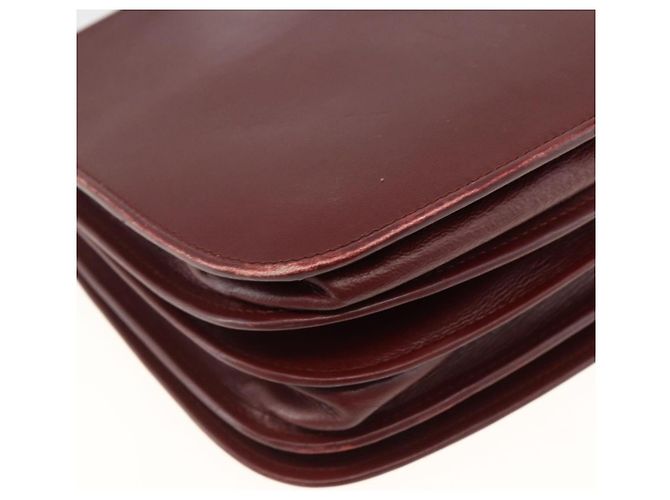 CARTIER Borsa a Spalla Must Line Pelle Bordeaux Oro Auth BSZ395 D'oro Bordò - vista 13