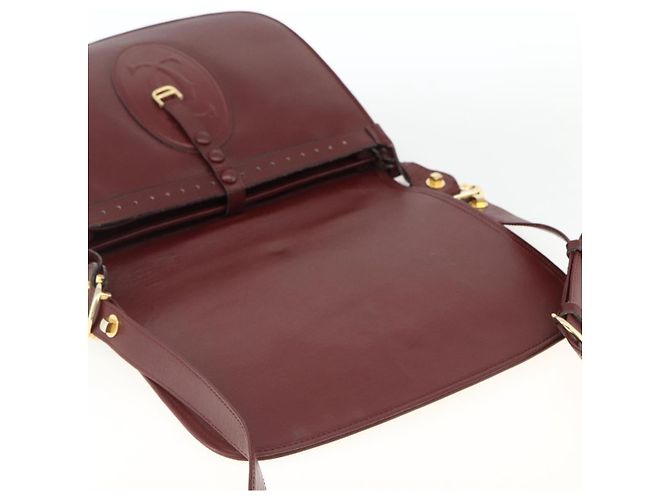 CARTIER Borsa a Spalla Must Line Pelle Bordeaux Oro Auth BSZ395 D'oro Bordò - vista 14
