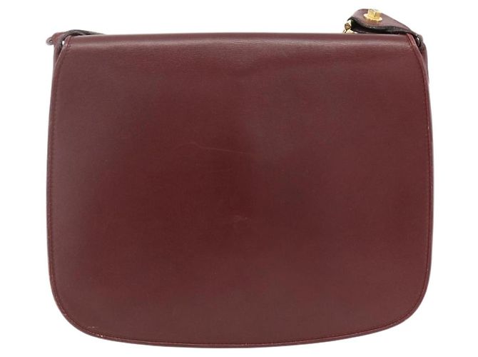 CARTIER Borsa a Spalla Must Line Pelle Bordeaux Oro Auth BSZ395 D'oro Bordò - vista 2