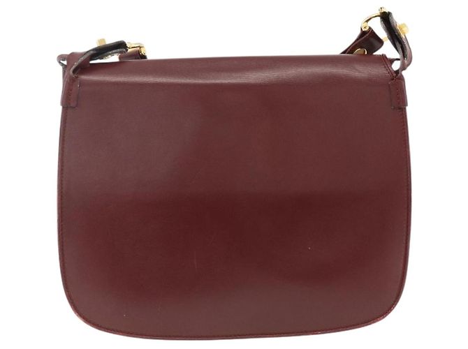 CARTIER Borsa a Spalla Must Line Pelle Bordeaux Oro Auth BSZ395 D'oro Bordò - vista 3