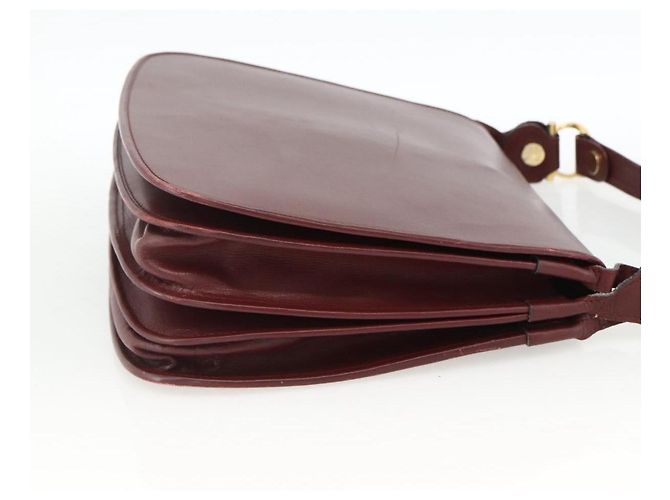 CARTIER Borsa a Spalla Must Line Pelle Bordeaux Oro Auth BSZ395 D'oro Bordò - vista 5