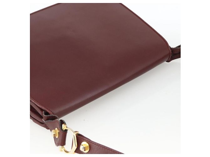 CARTIER Borsa a Spalla Must Line Pelle Bordeaux Oro Auth BSZ395 D'oro Bordò - vista 6