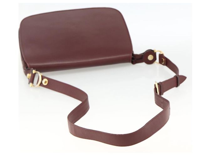 CARTIER Borsa a Spalla Must Line Pelle Bordeaux Oro Auth BSZ395 D'oro Bordò - vista 7