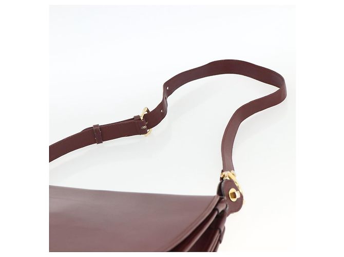 CARTIER Borsa a Spalla Must Line Pelle Bordeaux Oro Auth BSZ395 D'oro Bordò - vista 8