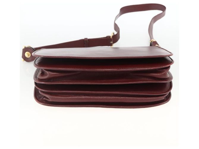 CARTIER Borsa a Spalla Must Line Pelle Bordeaux Oro Auth BSZ395 D'oro Bordò - vista 9