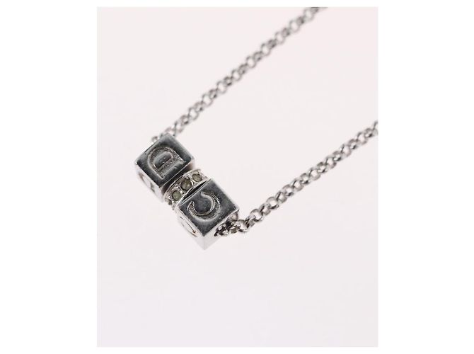 Collana Christian Dior metallo Argento Auth BA11492 - vista 12