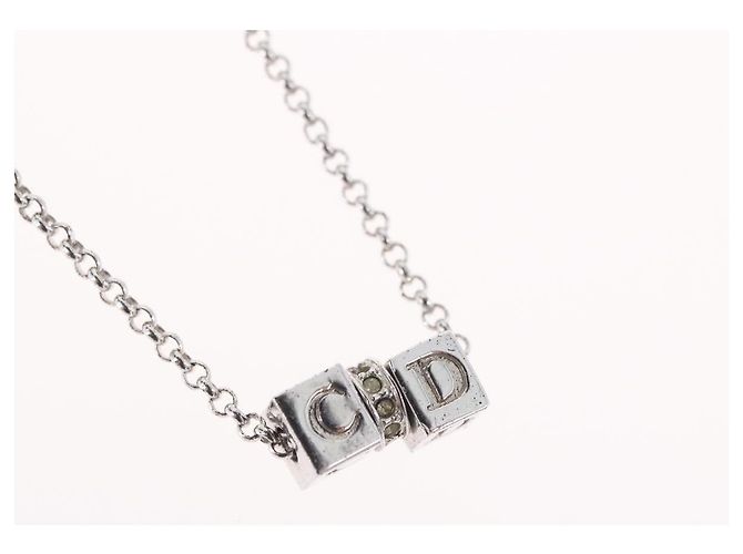 Collana Christian Dior metallo Argento Auth BA11492 - vista 3