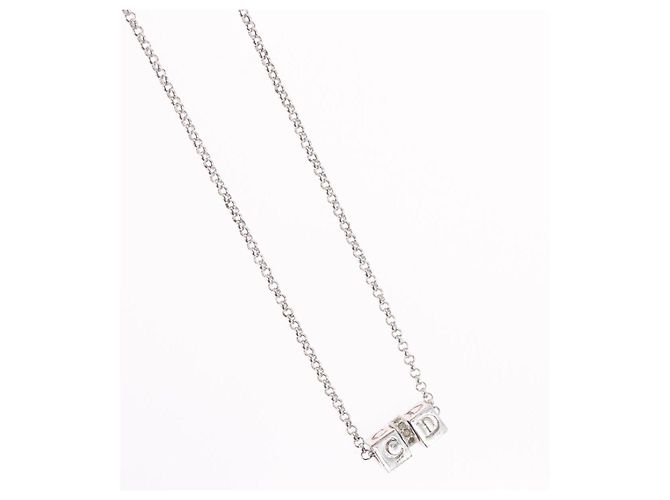 Collana Christian Dior metallo Argento Auth BA11492 - vista 5