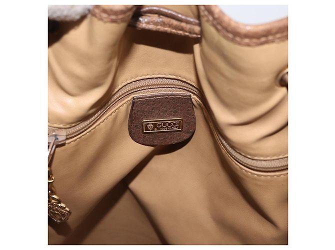 Borsa a spalla Gucci GG Supreme in PVC beige e oro 001 58 6850 Auth 174519 D'oro - vista 16