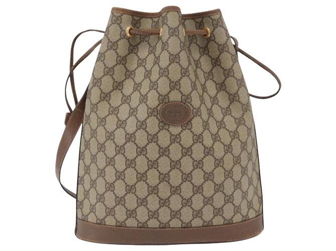Borsa a spalla Gucci GG Supreme in PVC beige e oro 001 58 6850 Auth 174519 D'oro - vista 2