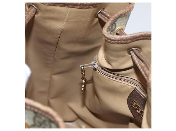 Borsa a spalla Gucci GG Supreme in PVC beige e oro 001 58 6850 Auth 174519 D'oro - vista 20