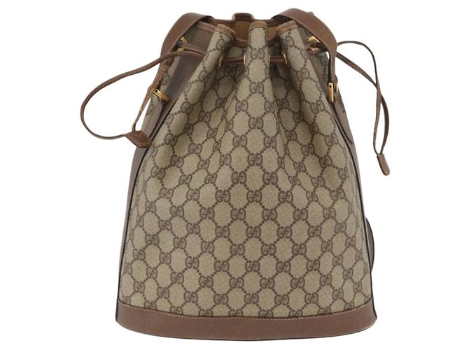 Borsa a spalla Gucci GG Supreme in PVC beige e oro 001 58 6850 Auth 174519 D'oro - vista 3