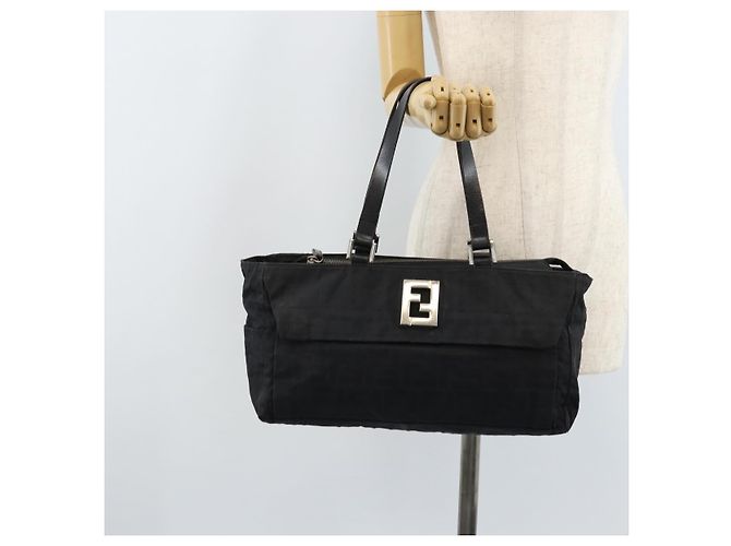 FENDI Zucca Canvas Tote Bag Schwarz Silber Auth mr2177 - Ansicht 23