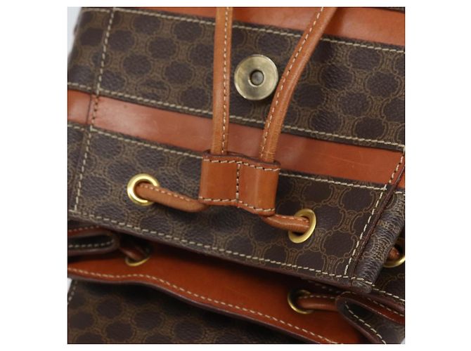 Céline CELINE Macadam Canvas Backpack PVC Leather Brown Gold Auth bs33733 Golden - view 18