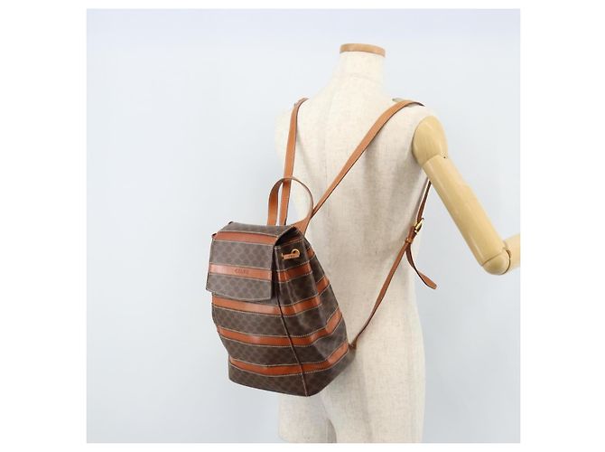 Céline CELINE Macadam Canvas Backpack PVC Leather Brown Gold Auth bs33733 Golden - view 25