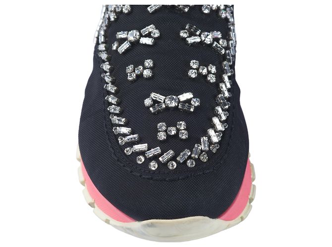 Sneakers Slip-on in Tela Nera Decorati con Cristalli Prada Nero - vista 4