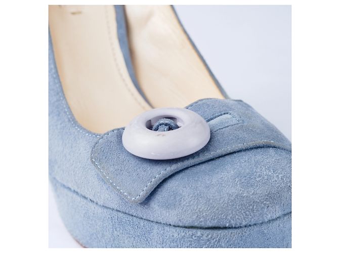 Décolleté in Suede Blu Chiaro Prada Marrone chiaro - vue 4