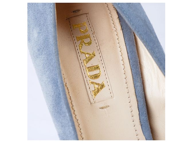 Décolleté in Suede Blu Chiaro Prada Marrone chiaro - vue 5