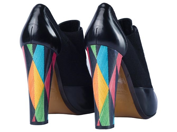 Fendi Black Leather Multicolor Pumps - view 3