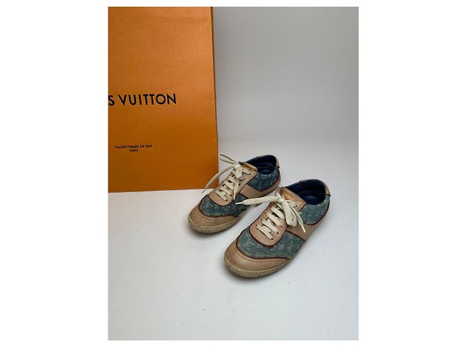 Sneaker in denim e pelle monogramma Louis Vuitton vintage blu EU36 - vista 13